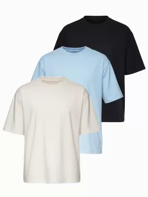Muška majica kratkih rukava OMBRE OM-TSBC-0291 CRNA/SVIJETLOPLAVA/BIJELA