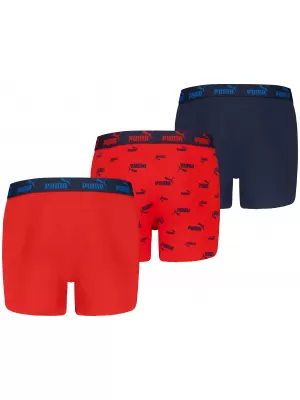 Dječje bokserice PUMA ELEMENTS BOYS LOGO PRINT BOXERS 3P 93896803 CRVENA/MORNARSKA