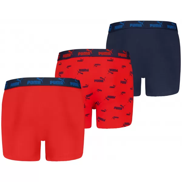  Dječje bokserice PUMA ELEMENTS BOYS LOGO PRINT BOXERS 3P 93896803 CRVENA/MORNARSKA 