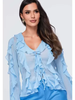 Ženska bluza OMBRE OW-TS-E0078 PLAVA