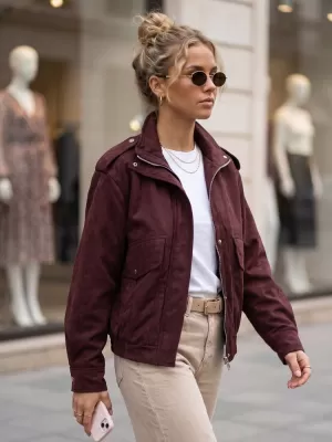 Ženska jakna DSTREET TY6066 TAMNOCRVENA