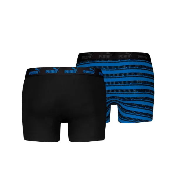  Muške bokserice PUMA ELEMENTS MEN STRIPED BOXERS 2P 93884203 CRNO/PLAVO 