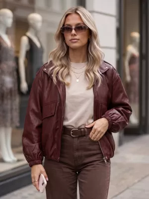 Ženska jakna DSTREET TY6069 TAMNOCRVENA