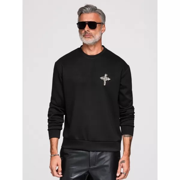  Muški sweatshirt OMBRE OM-SSNZ-0271 CRNA 