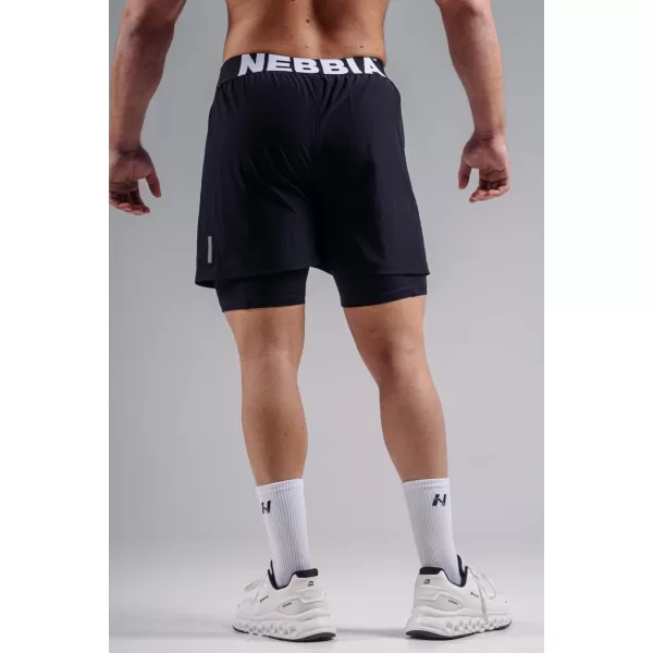  Dvoslojne kratke hlače za trening NEBBIA PRIMAL 878 CRNA 