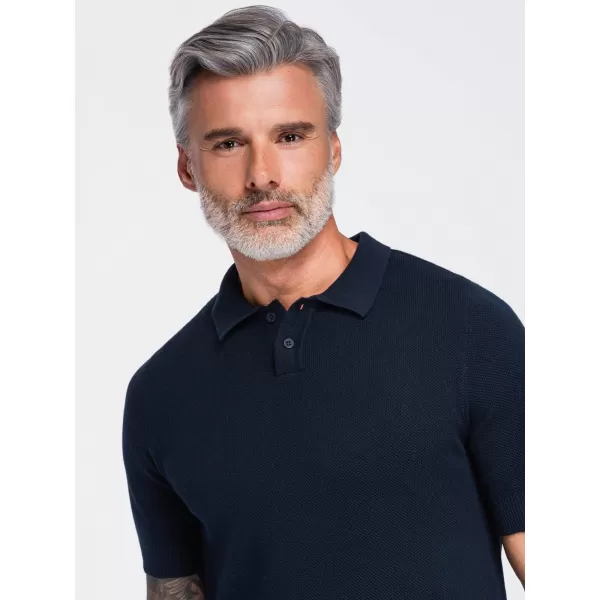  Muška polo majica OMBRE OM-POSS-0178 TAMNOPLAVA 