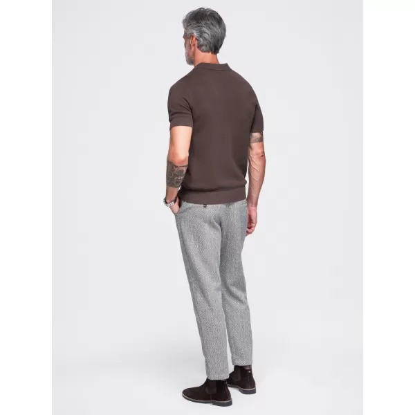  Muška polo majica OMBRE OM-POSS-0178 TAMNO SMEĐA 