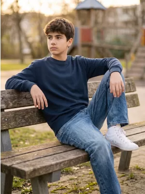 Dječji sweatshirt MALFINI CREW 427 TAMNOPLAVA