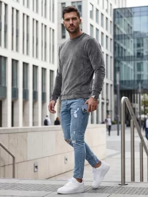 Muški sweatshirt DSTREET BX5533 TAMNOSIVA