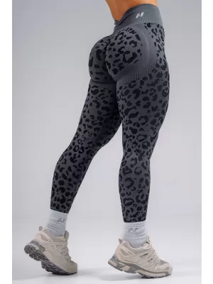 Kompresijske push-up tajice s leopard printom NEBBIA PRIMAL 849 CRNI LEOPARD