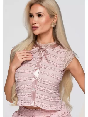 Ženska bluza OMBRE OW-TS-E0066 RUŽIČASTA