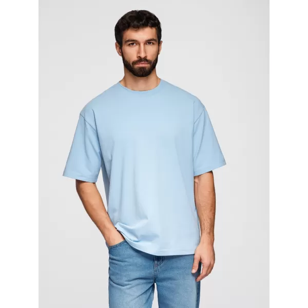  Muška majica kratkih rukava OMBRE OM-TSBC-0291 CRNA/SVIJETLOPLAVA/BIJELA 