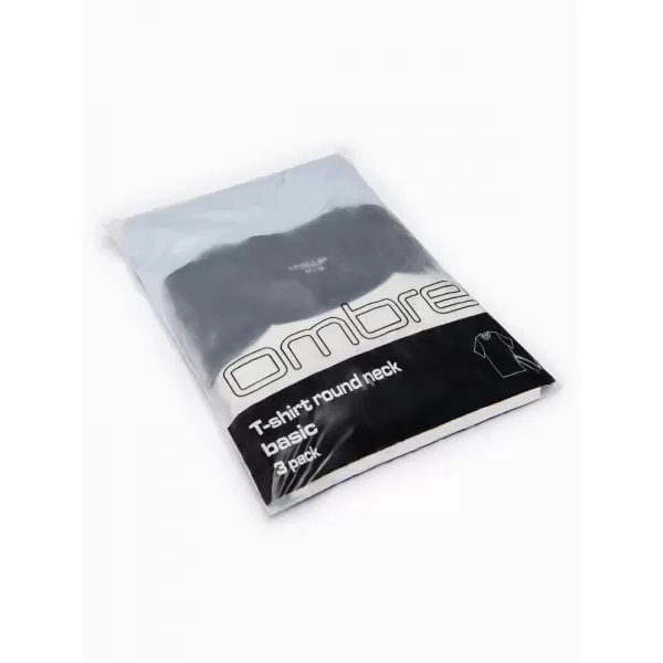  Muška majica kratkih rukava OMBRE OM-TSBC-0291 CRNA/SVIJETLOPLAVA/BIJELA 