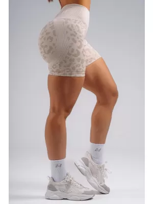 Kompresijske push-up kratke hlače s leopard printom NEBBIA PRIMAL 856 KREM LEOPARD