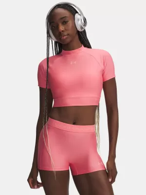 Ženska majica kratkih rukava UNDER ARMOUR HEATGEAR CROP MOCK SS 6010006-600 RUŽIČASTA