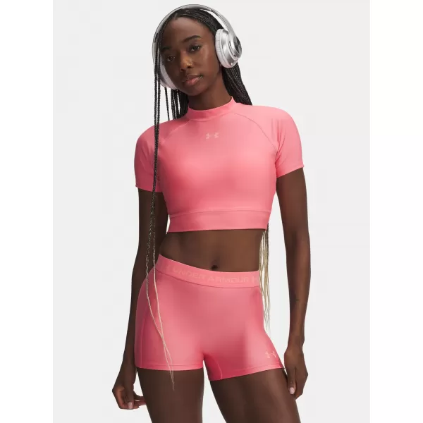  Ženska majica kratkih rukava UNDER ARMOUR HEATGEAR CROP MOCK SS 6010006-600 RUŽIČASTA 