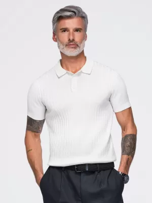 Muška polo majica OMBRE OM-POSS-0180 PRLJAVO BIJELA