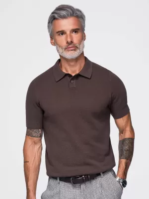 Muška polo majica OMBRE OM-POSS-0178 TAMNO SMEĐA