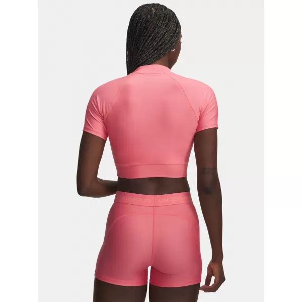  Ženska majica kratkih rukava UNDER ARMOUR HEATGEAR CROP MOCK SS 6010006-600 RUŽIČASTA 