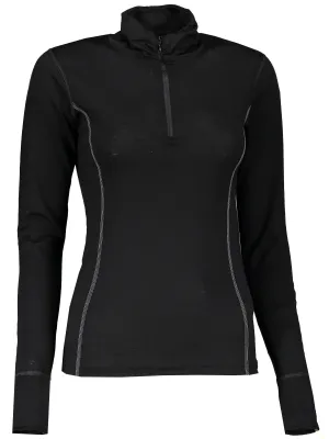 Žensko termo rublje SENSOR MERINO ACTIVE dl. rukáv zip CRNA