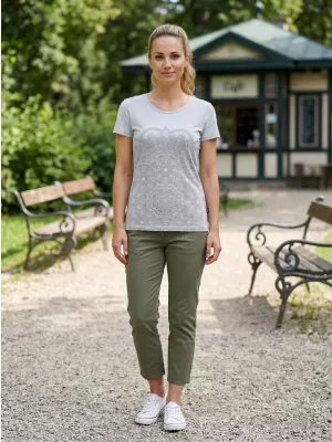Ženska majica s kratkim rukavima SAM 73 LTSP531 SVIJETLO SIVE BOJE