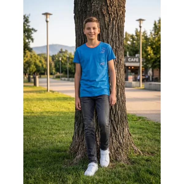  Dječak t -majica s kratkim rukavima SAM 73 KTSR257 PLAVI 