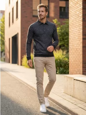 Muški sweatshirt KIXMI JASPER CRNO ISTICANJE