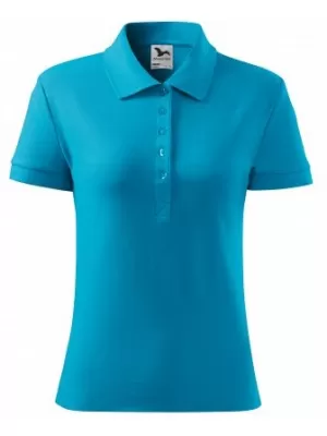 Ženska majica s kragnom MALFINI COTTON 213 TIRKIZ