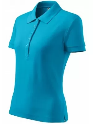 Ženska majica s kragnom MALFINI COTTON 213 TIRKIZ