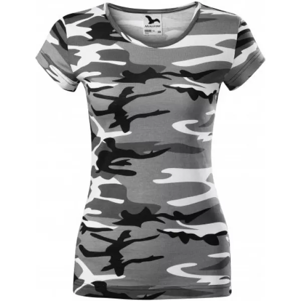  Ženska majica kratkih rukava MALFINI CAMO PURE 122 MASKIRNO SIVA 