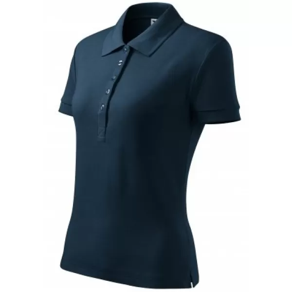  Ženska majica s kragnom MALFINI COTTON 213 TAMNOPLAVA 