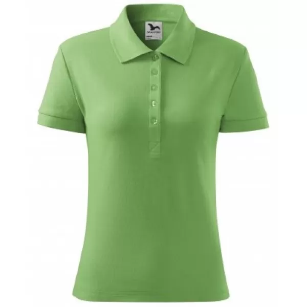  Ženska majica s kragnom MALFINI COTTON 213 TRAVA ZELENA 