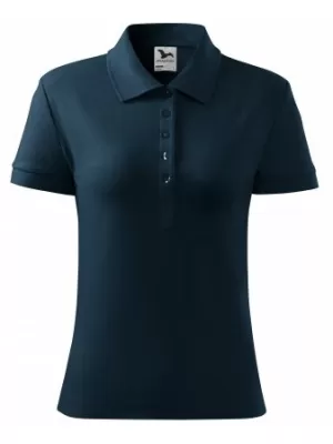 Ženska majica s kragnom MALFINI COTTON 213 TAMNOPLAVA