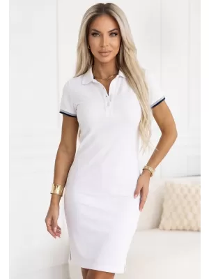 Ženska haljina sa kragnom MALFINI PREMIUM DRESS UP 271 BIJELA