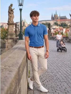 Muška majica s kragnom MALFINI URBAN 219 AZURNO PLAVA