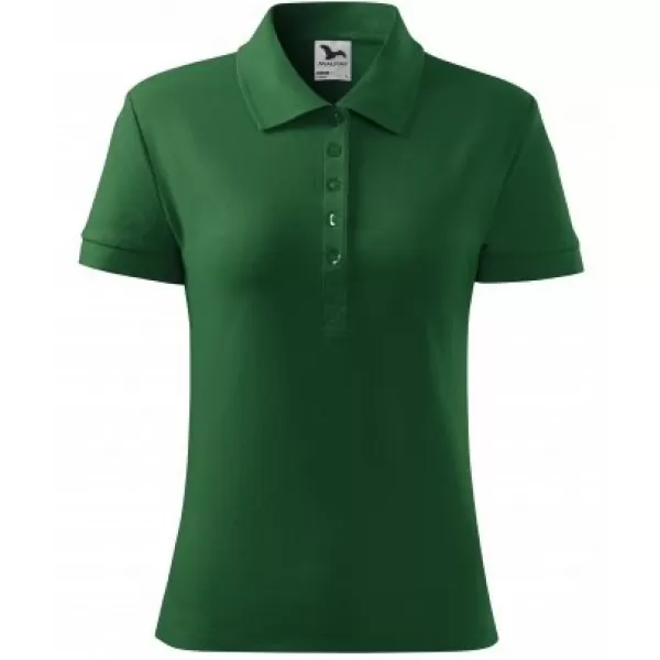  Ženska majica s kragnom MALFINI COTTON 213 TAMNOZELENE BOJE 