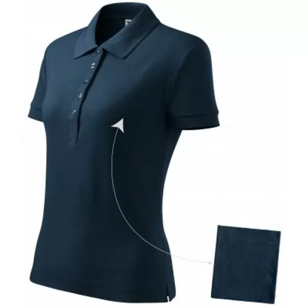  Ženska majica s kragnom MALFINI COTTON 213 TAMNOPLAVA 