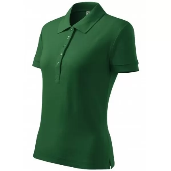 Ženska majica s kragnom MALFINI COTTON 213 TAMNOZELENE BOJE 