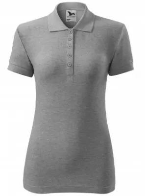 Ženska majica s kragnom MALFINI COTTON 213 TAMNO SIVI ODSJAJI