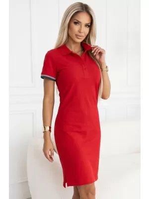Ženska haljina sa kragnom MALFINI PREMIUM DRESS UP 271 CRVENA FORMULA