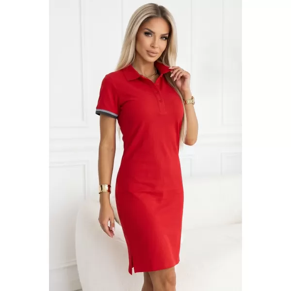  Ženska haljina sa kragnom MALFINI PREMIUM DRESS UP 271 CRVENA FORMULA 