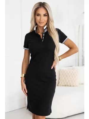 Ženska haljina sa kragnom MALFINI PREMIUM DRESS UP 271 CRNA