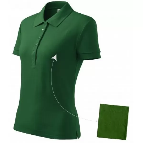  Ženska majica s kragnom MALFINI COTTON 213 TAMNOZELENE BOJE 