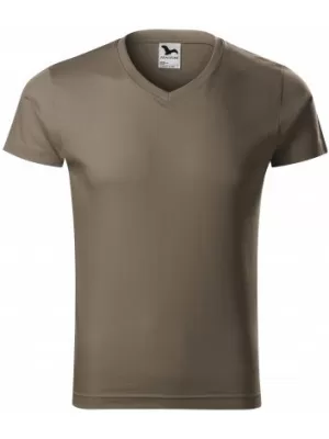 Muška majica kratkih rukava MALFINI SLIM FIT V-NECK 146 VOJSKE