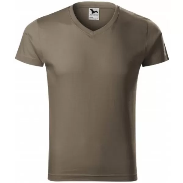  Muška majica kratkih rukava MALFINI SLIM FIT V-NECK 146 VOJSKE 