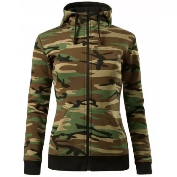  Ženski sweatshirt MALFINI CAMO ZIPPER C20 KAMUFLAŽNO SMEĐA 