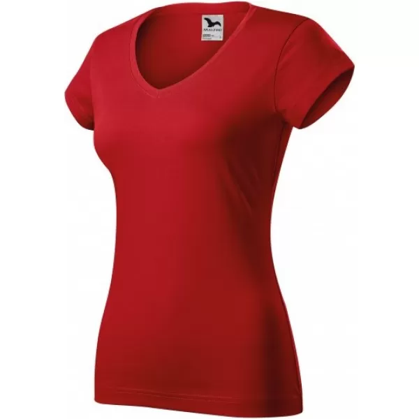  Ženska majica kratkih rukava MALFINI FIT V-NECK 162 CRVENA 