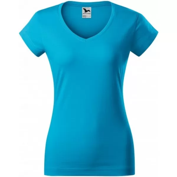  Ženska majica kratkih rukava MALFINI FIT V-NECK 162 TIRKIZ 