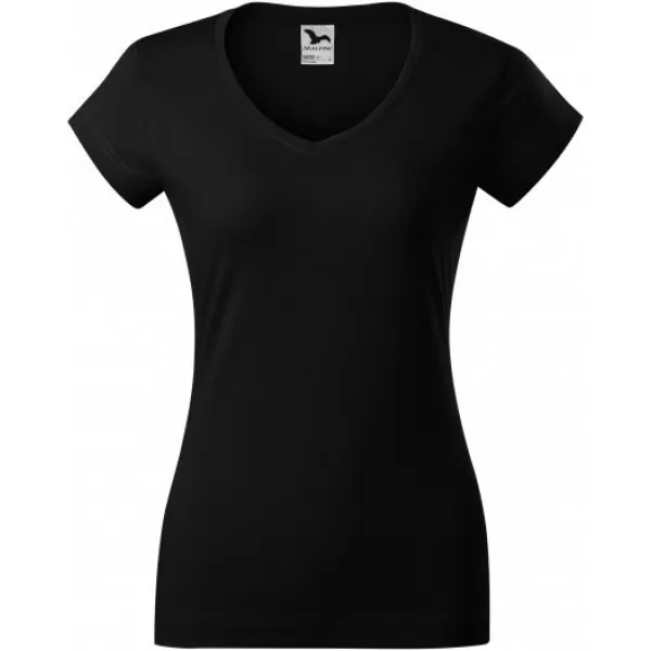  Ženska majica kratkih rukava MALFINI FIT V-NECK 162 CRNA 
