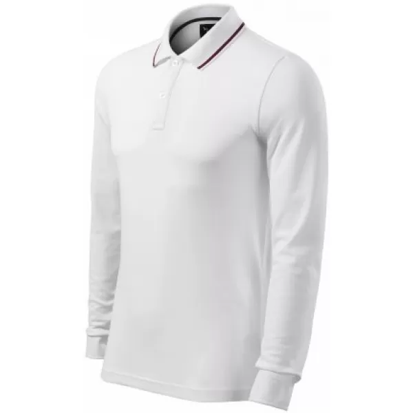  Muška majica s dugim rukavima i kragnom MALFINI PREMIUM CONTRAST STRIPE LS 258 BIJELA 